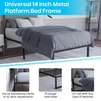14 Inch Steel Slat Metal Platform Bed Frame No Foundation Needed