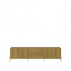 87 Inch Modern Media Cabinet Console with Gold Accents for Living Room
