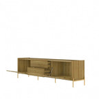 87 Inch Modern Media Cabinet Console with Gold Accents for Living Room