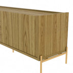 87 Inch Modern Media Cabinet Console with Gold Accents for Living Room