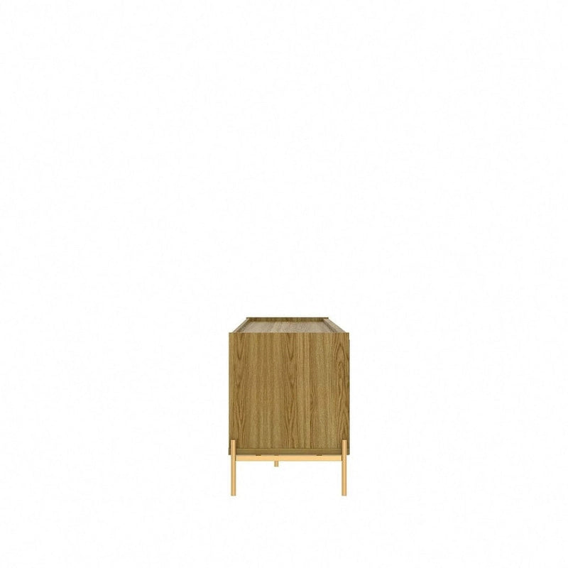 87 Inch Modern Media Cabinet Console with Gold Accents for Living Room