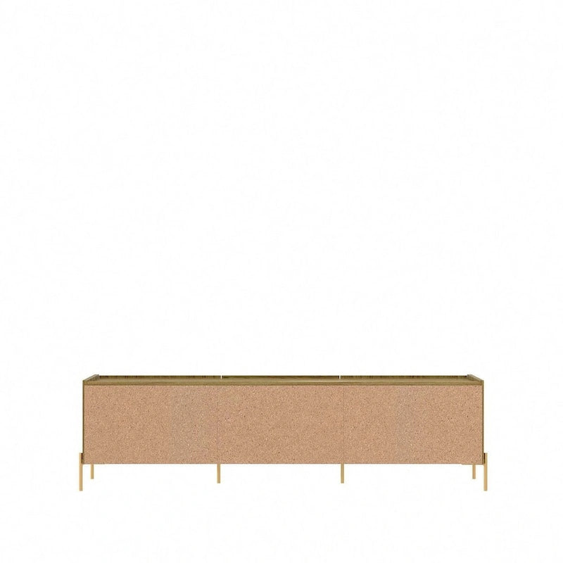 87 Inch Modern Media Cabinet Console with Gold Accents for Living Room