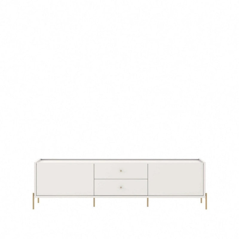 87 Inch Modern Media Cabinet Console with Gold Accents for Living Room