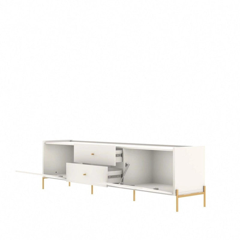 87 Inch Modern Media Cabinet Console with Gold Accents for Living Room