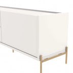 87 Inch Modern Media Cabinet Console with Gold Accents for Living Room