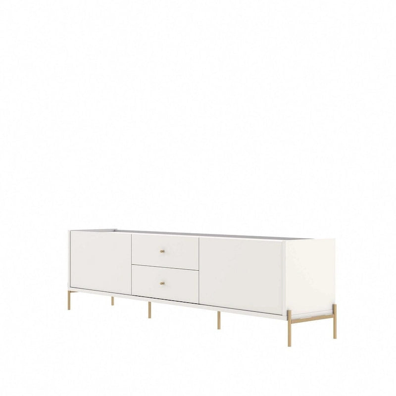 87 Inch Modern Media Cabinet Console with Gold Accents for Living Room