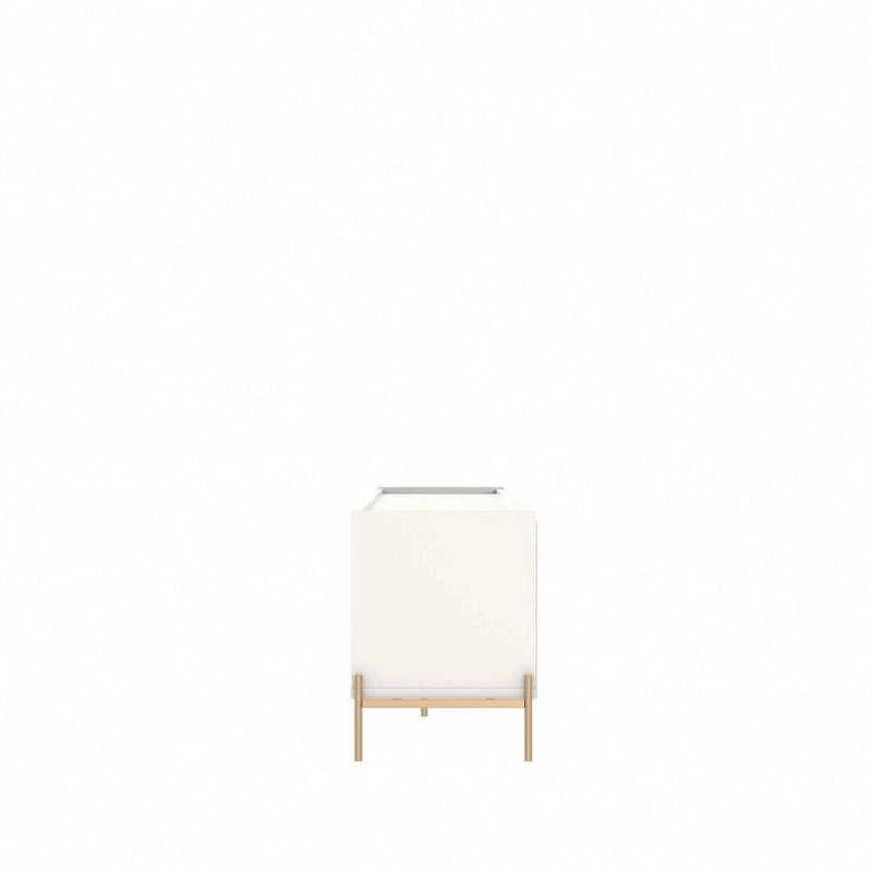 87 Inch Modern Media Cabinet Console with Gold Accents for Living Room