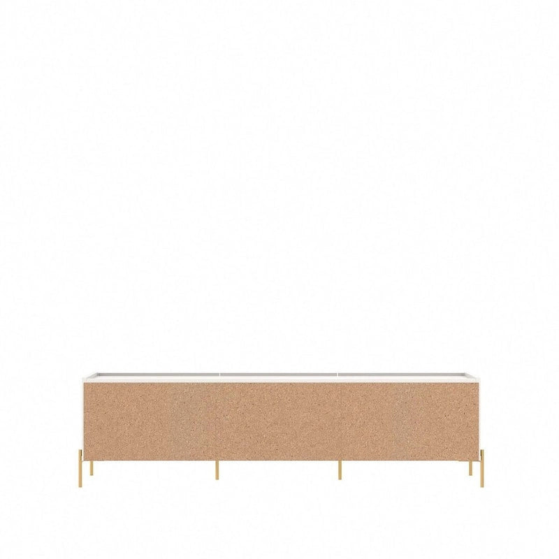 87 Inch Modern Media Cabinet Console with Gold Accents for Living Room