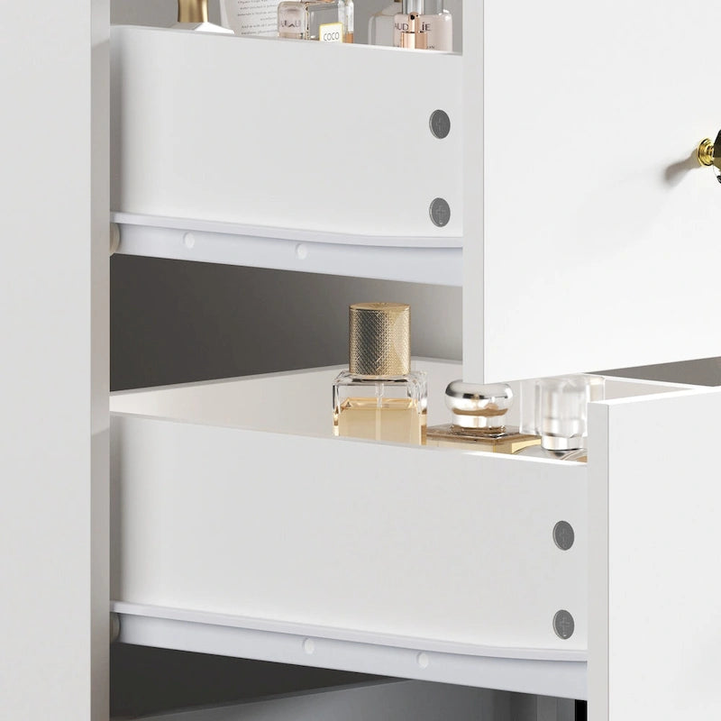 Vanity Desk with LED Lights 3 Color Settings and 9 Storage Drawers