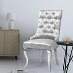Tufted Velvet Wingback Dining Chair with Lion Knocker Detail