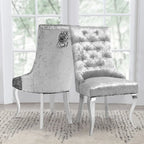 Tufted Velvet Wingback Dining Chair with Lion Knocker Detail