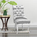 Tufted Velvet Wingback Dining Chair with Lion Knocker Detail