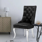 Tufted Velvet Wingback Dining Chair with Lion Knocker Detail