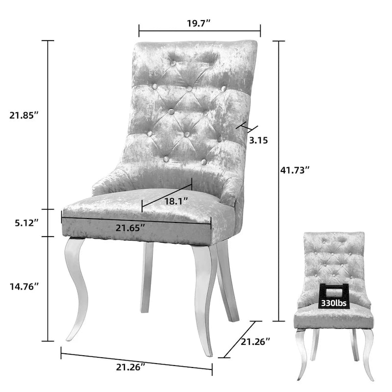 Tufted Velvet Wingback Dining Chair with Lion Knocker Detail