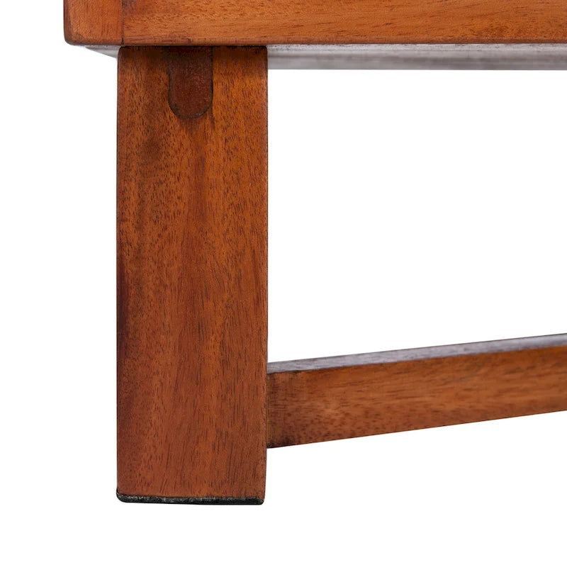 2-Door Rattan Accent Table Nightstand with Open Crossed Base