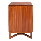2-Door Rattan Accent Table Nightstand with Open Crossed Base