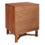 2-Door Rattan Accent Table Nightstand with Open Crossed Base