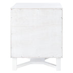 2-Door Rattan Accent Table Nightstand with Open Crossed Base