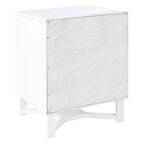 2-Door Rattan Accent Table Nightstand with Open Crossed Base
