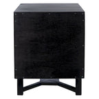 2-Door Rattan Accent Table Nightstand with Open Crossed Base