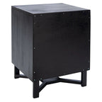 2-Door Rattan Accent Table Nightstand with Open Crossed Base