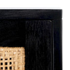 2-Door Rattan Accent Table Nightstand with Open Crossed Base
