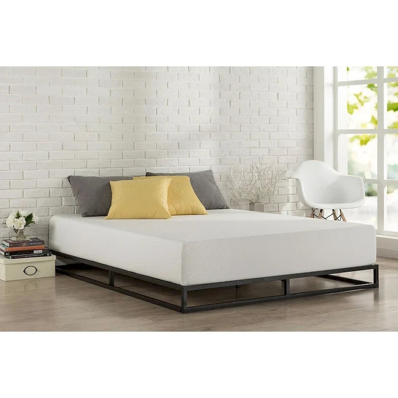 Full Size 6-Inch Low Profile Metal Platform Bed Frame with Wooden Slats