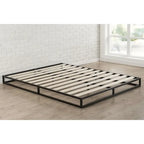 Full Size 6-Inch Low Profile Metal Platform Bed Frame with Wooden Slats