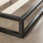 Full Size 6-Inch Low Profile Metal Platform Bed Frame with Wooden Slats