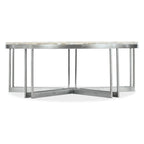 Round Cocktail Table with Pewter Metal Base and Onyx Stone Top
