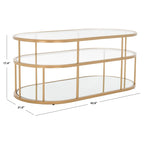 Art Deco Coffee Table with Two Glass Tiers and Mirrored Shelf