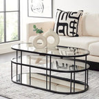Art Deco Coffee Table with Two Glass Tiers and Mirrored Shelf
