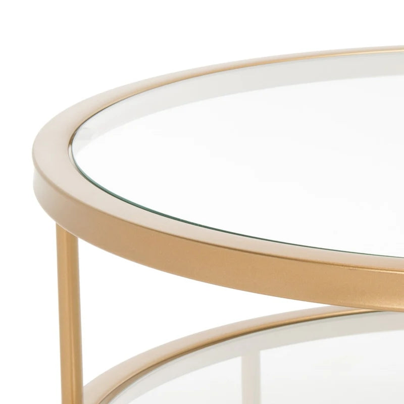 Art Deco Coffee Table with Two Glass Tiers and Mirrored Shelf