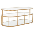 Art Deco Coffee Table with Two Glass Tiers and Mirrored Shelf