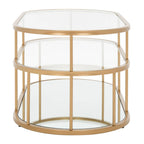Art Deco Coffee Table with Two Glass Tiers and Mirrored Shelf