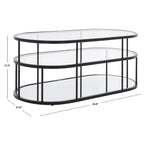 Art Deco Coffee Table with Two Glass Tiers and Mirrored Shelf