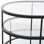 Art Deco Coffee Table with Two Glass Tiers and Mirrored Shelf