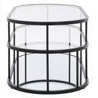 Art Deco Coffee Table with Two Glass Tiers and Mirrored Shelf
