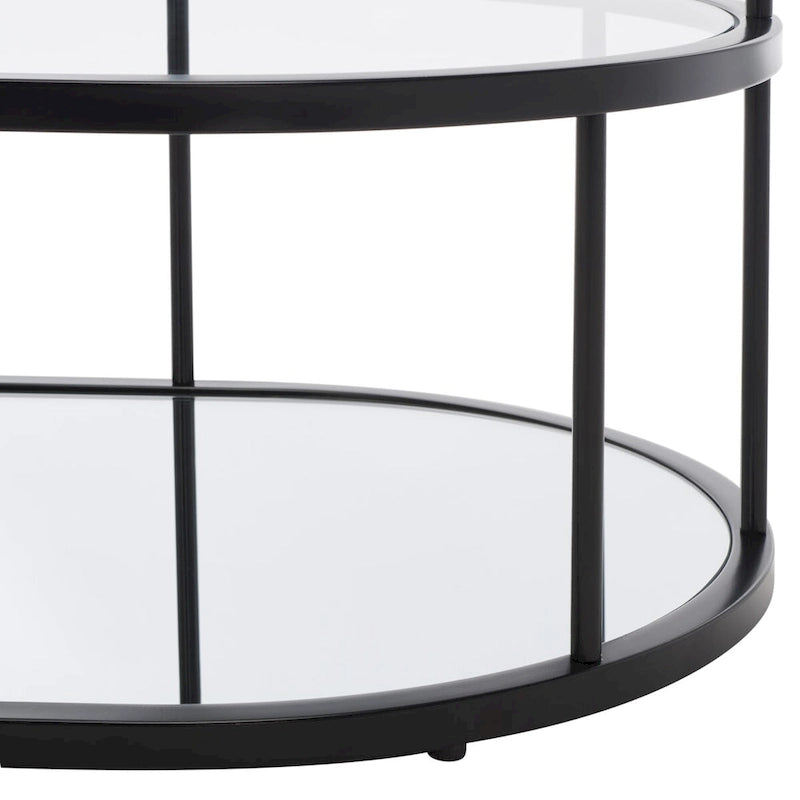 Art Deco Coffee Table with Two Glass Tiers and Mirrored Shelf