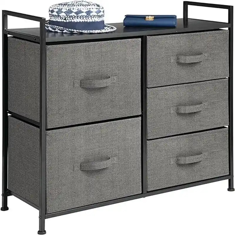 5-Drawer Vertical Storage Dresser with Wood Top and Easy-Pull Handles