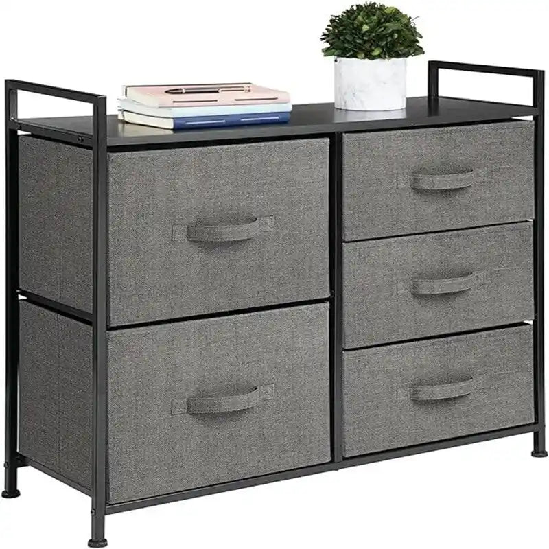 5-Drawer Vertical Storage Dresser with Wood Top and Easy-Pull Handles