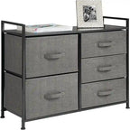 5-Drawer Vertical Storage Dresser with Wood Top and Easy-Pull Handles