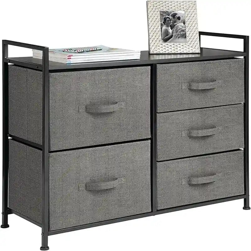 5-Drawer Vertical Storage Dresser with Wood Top and Easy-Pull Handles