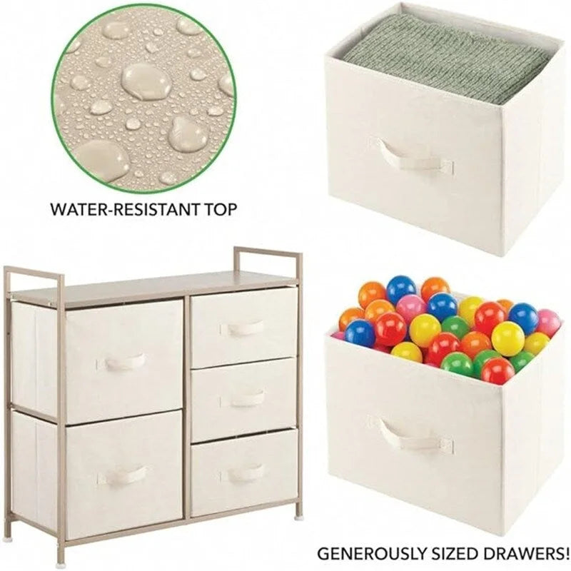 5-Drawer Vertical Storage Dresser with Wood Top and Easy-Pull Handles