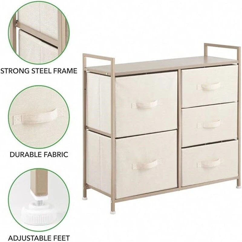 5-Drawer Vertical Storage Dresser with Wood Top and Easy-Pull Handles