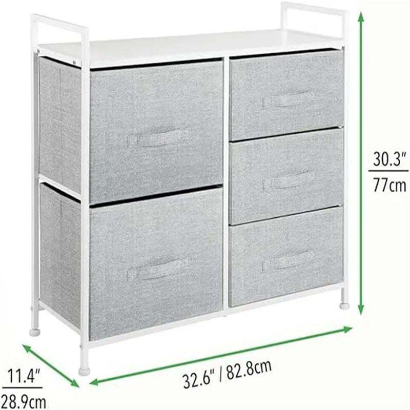 5-Drawer Vertical Storage Dresser with Wood Top and Easy-Pull Handles