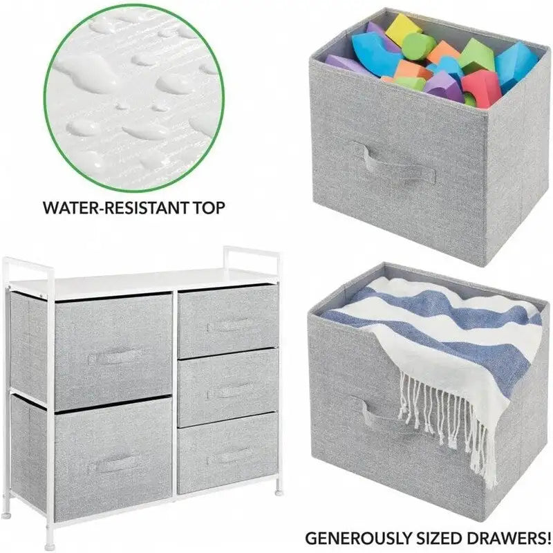 5-Drawer Vertical Storage Dresser with Wood Top and Easy-Pull Handles