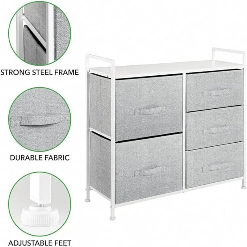 5-Drawer Vertical Storage Dresser with Wood Top and Easy-Pull Handles