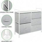 5-Drawer Vertical Storage Dresser with Wood Top and Easy-Pull Handles