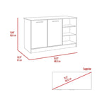 Kitchen Island with Two Cabinets and Three Open Shelves Metal Hardware